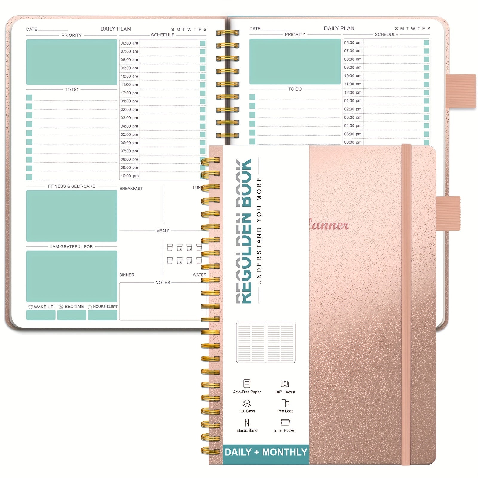 Undated Daily Planner 4 Month 120 Days Hardcover Faux Leather To Do List