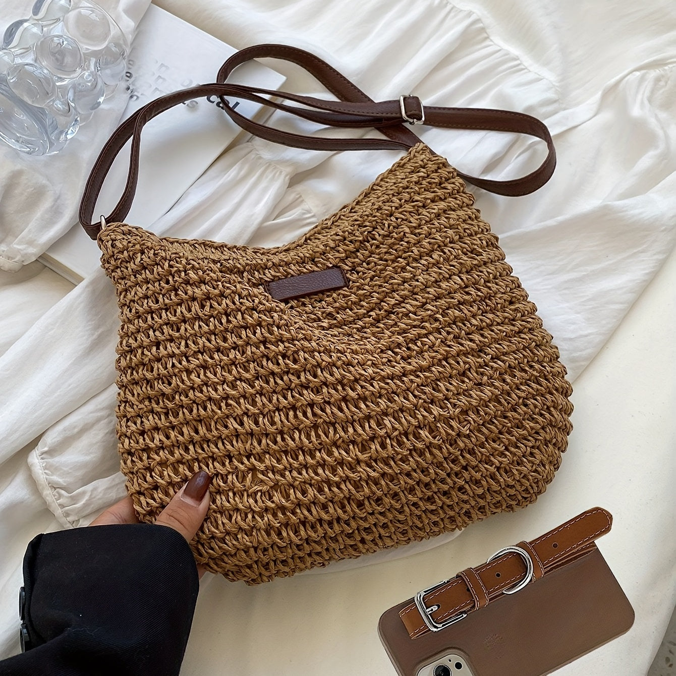 Casual Straw Crossbody Bag Braid Beach Bag