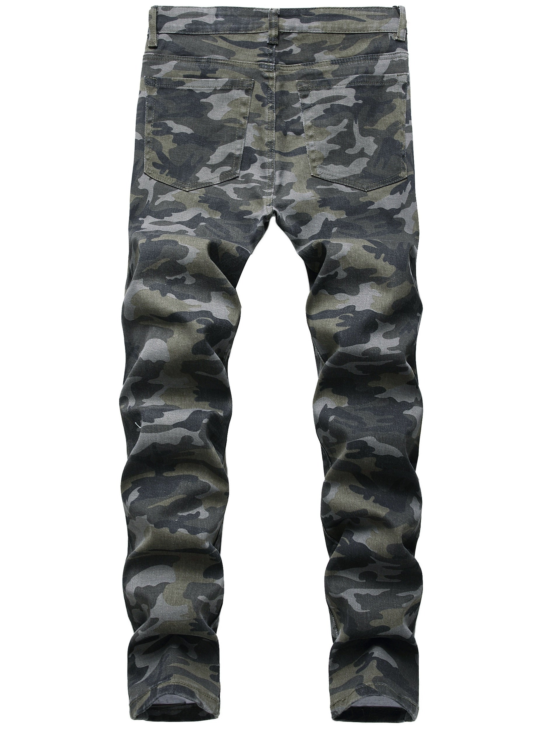 Camouflage Slim Fit Jeans Men's Casual Street Style Denim Pants