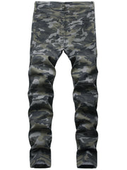 Camouflage Slim Fit Jeans Men's Casual Street Style Denim Pants