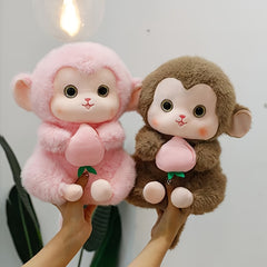 Soft Plush Toy Doll Peach Monkey with Pink Roses 9.84in Mixed Colors