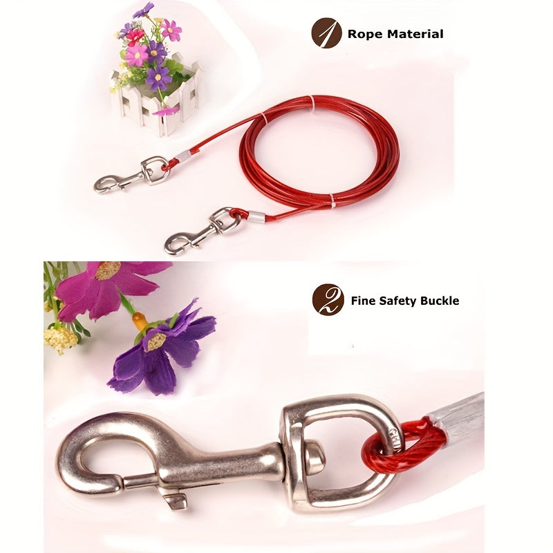 Durable Dog Tie Out Cable with Double Hooks - Steel Wire Dog Leash Cable