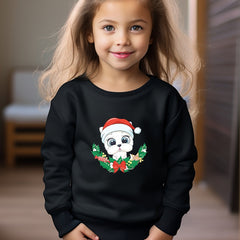 Christmas Cartoon Dog Pattern Crew Neck Long Sleeve Sweatshirt For Girls Kids