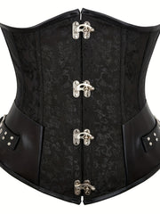 Gothic Strapless Corset Bustier Tummy Control Lace Up Jacquard Body Shaper