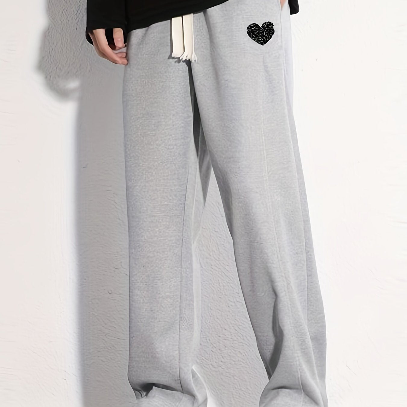 Heart Pattern Casual Cotton Drawstring Pants for Men
