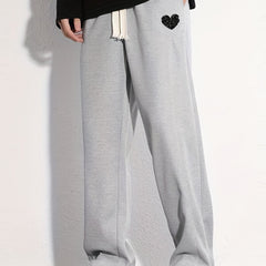 Heart Pattern Casual Cotton Drawstring Pants for Men