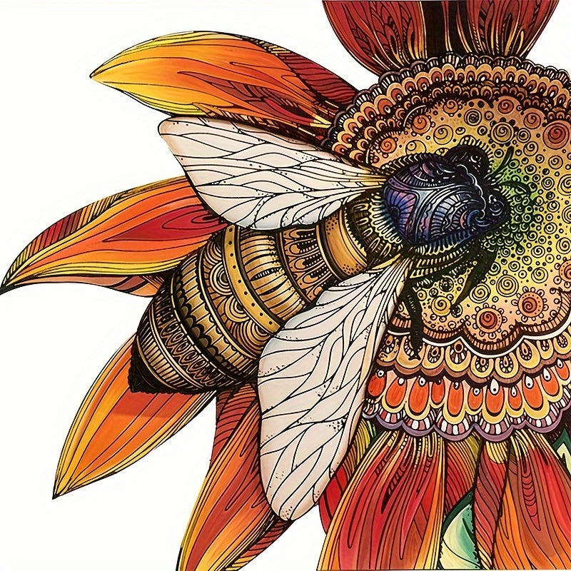 Sunflower & Bee Wooden Puzzle - Handcrafted Unique Irregular Animal Shape