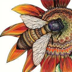 Sunflower & Bee Wooden Puzzle - Handcrafted Unique Irregular Animal Shape