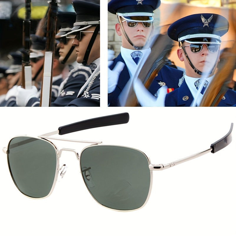 AO Men's Square Frame Metal Anti Light Sunglasses