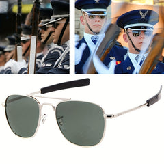 AO Men's Square Frame Metal Anti Light Sunglasses