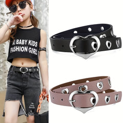 Kids Heart Eyelet Heart Buckle Belt for Girls