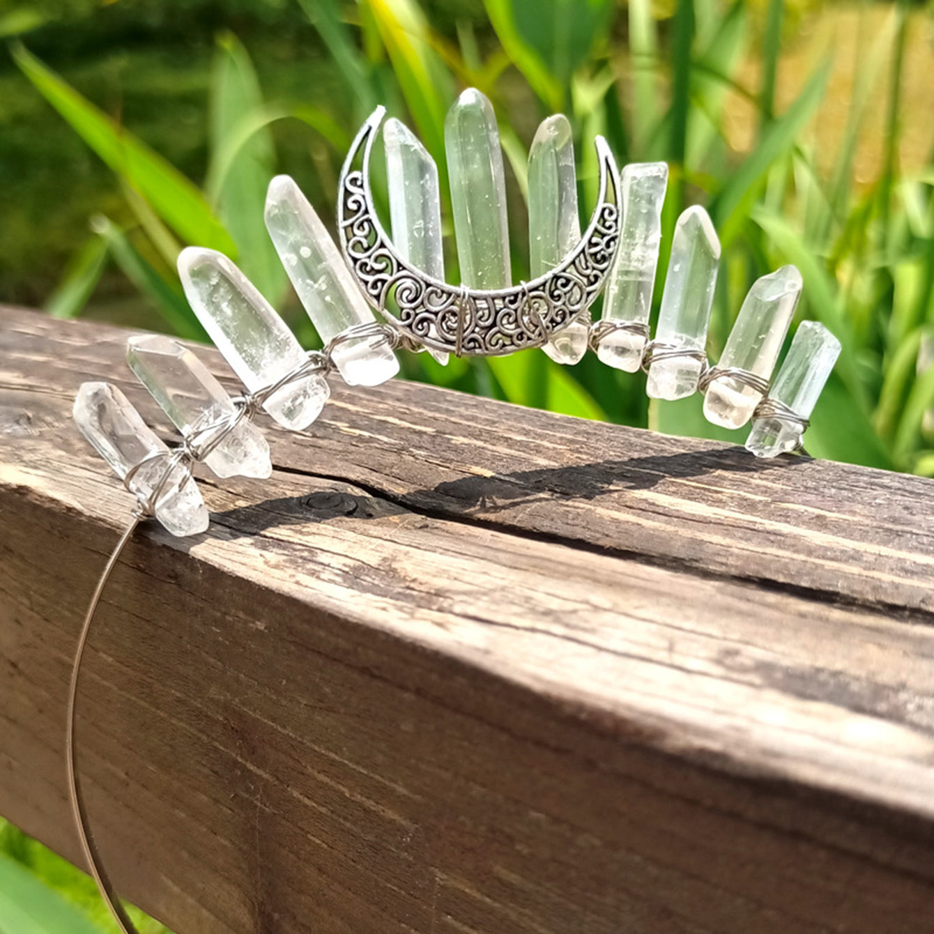 Crystal Quartz Rhinestone Tiara Headband for Weeding Parties