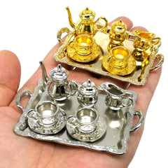 1:12 Dollhouse Furniture Metal Tea Cup Plate Set