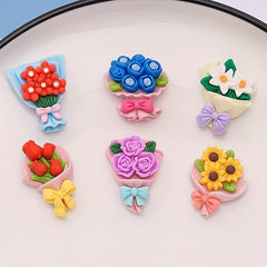 10pcs Resin Flowers Bouquet Charms for DIY Earrings Jewelry Hair Accessories