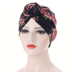 Flower Paisley Print Turban Cap Casual Solid Headwrap