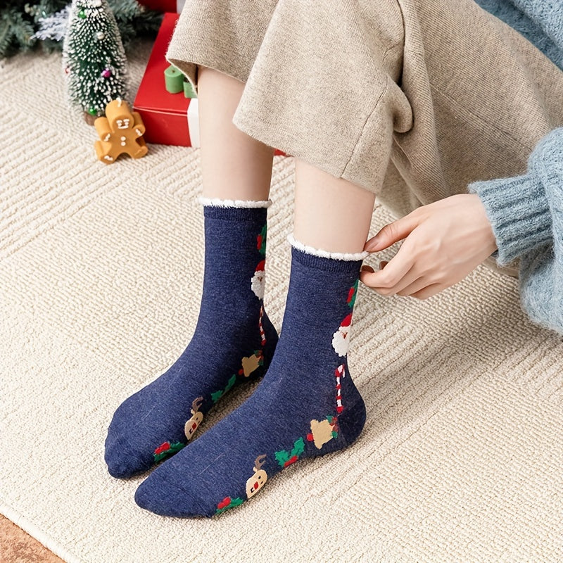 5 Pairs Christmas Print Socks Women's Stockings