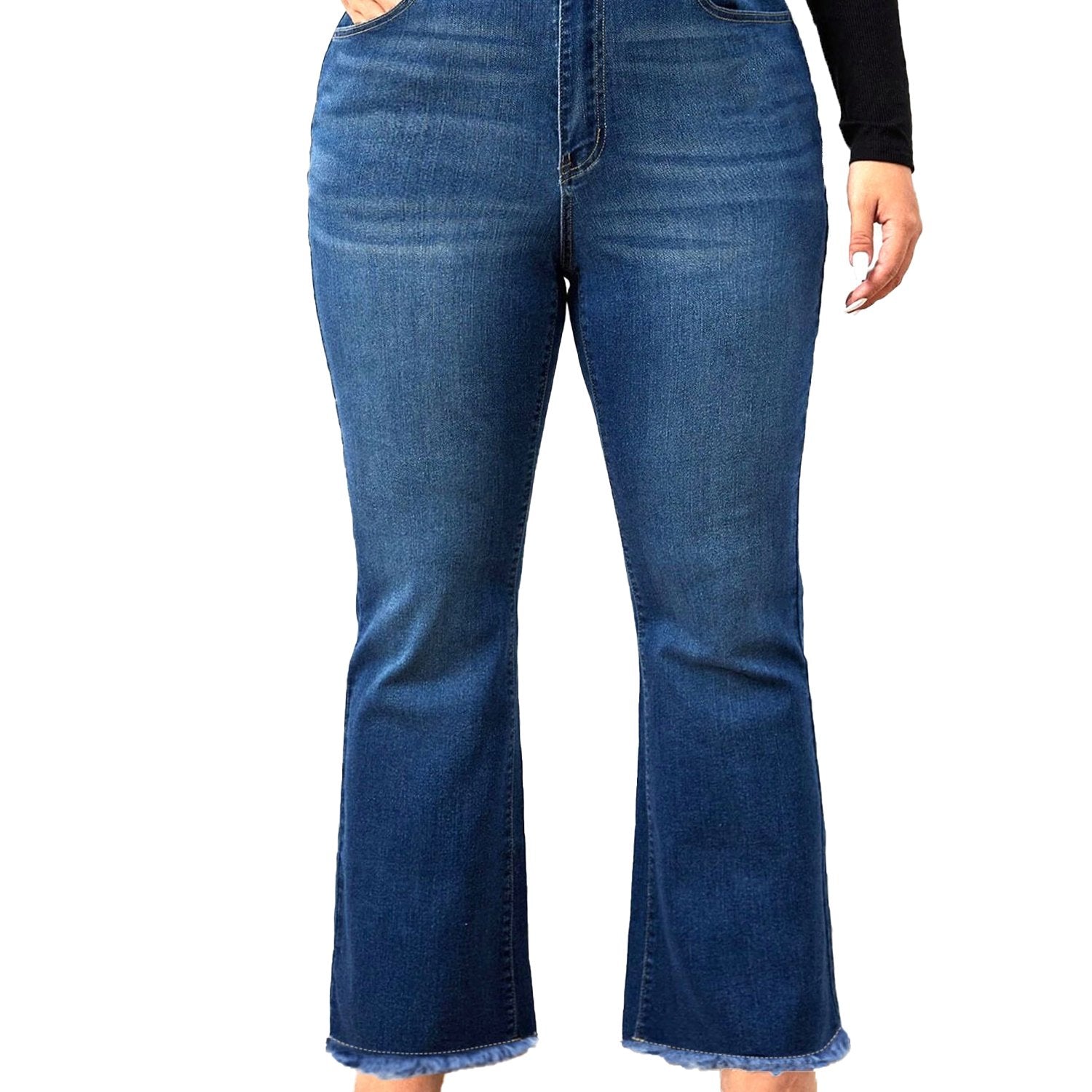 High Rise Button Fly Flare Leg Jeans
