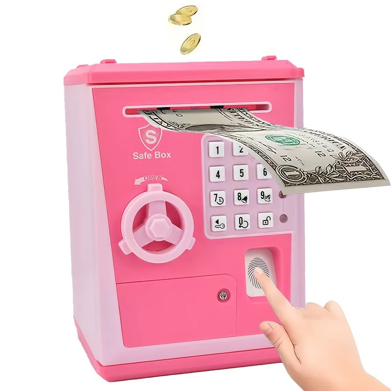 Kids Fingerprint Security Bank ATM Real Money Savings Gift