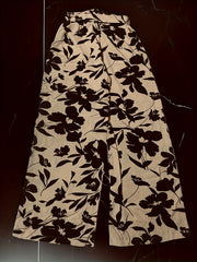 Floral Print Wide Leg Pants High Waist Long Length