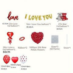 I Love You Balloon Banner Red Heart Printed Balloon Engagement Party Decoration