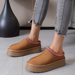 Women's Platform Short Boots Slip On Outdoor Shoes Non Slip Fur Boots