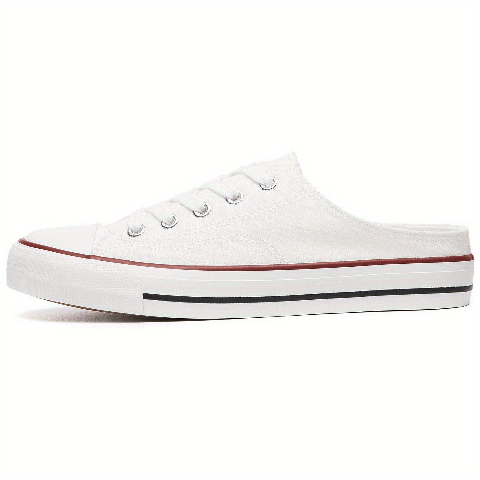 Flat Mules Canvas Sneakers Lace Up Casual Slip On Shoes