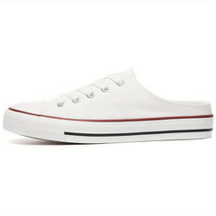 Flat Mules Canvas Sneakers Lace Up Casual Slip On Shoes