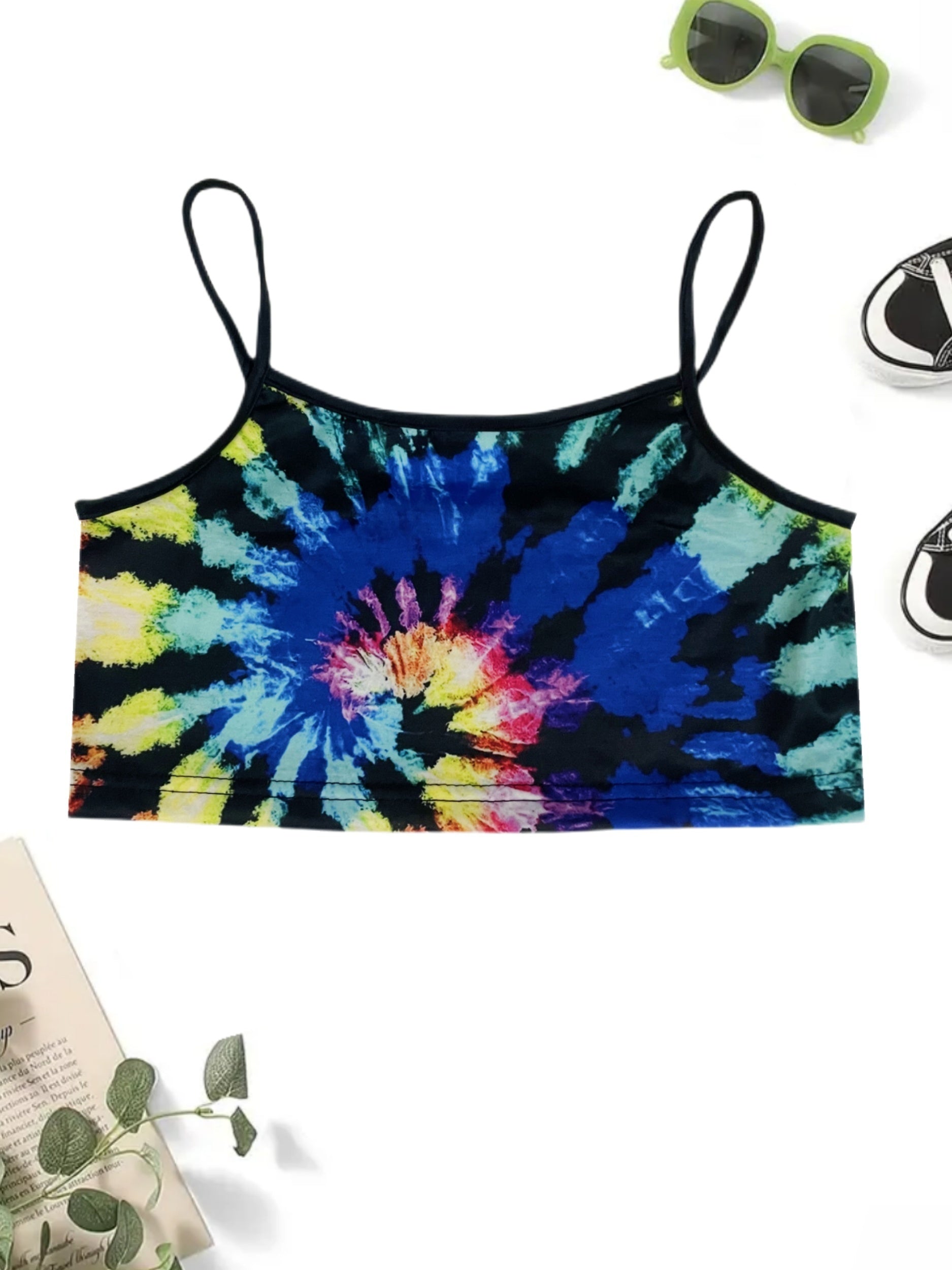 Tie Dye Print Crop Cami Top Y2K Summer Sleeveless Top