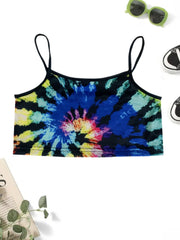 Tie Dye Print Crop Cami Top Y2K Summer Sleeveless Top