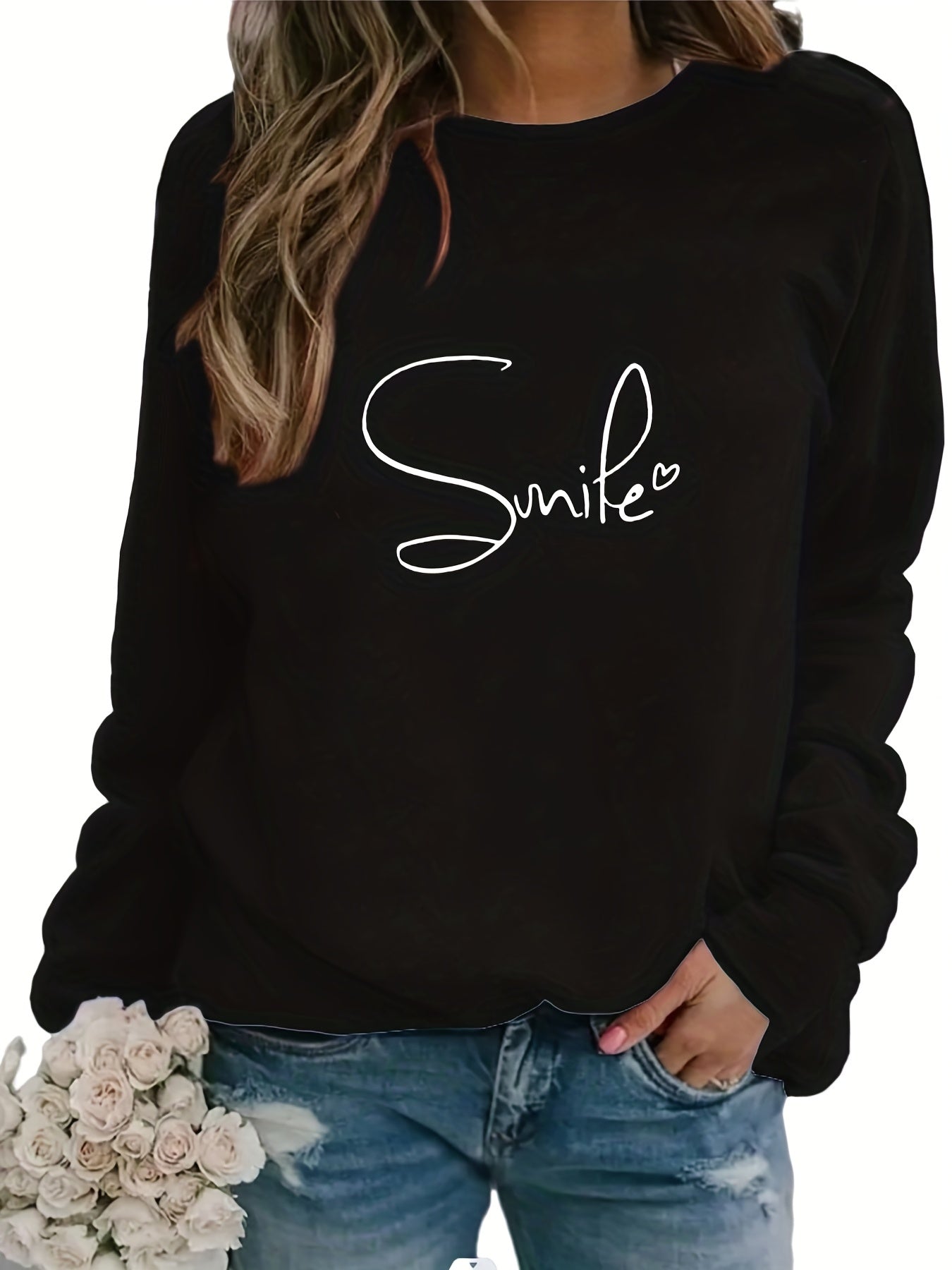 Letter Print Pullover Sweatshirt for Women