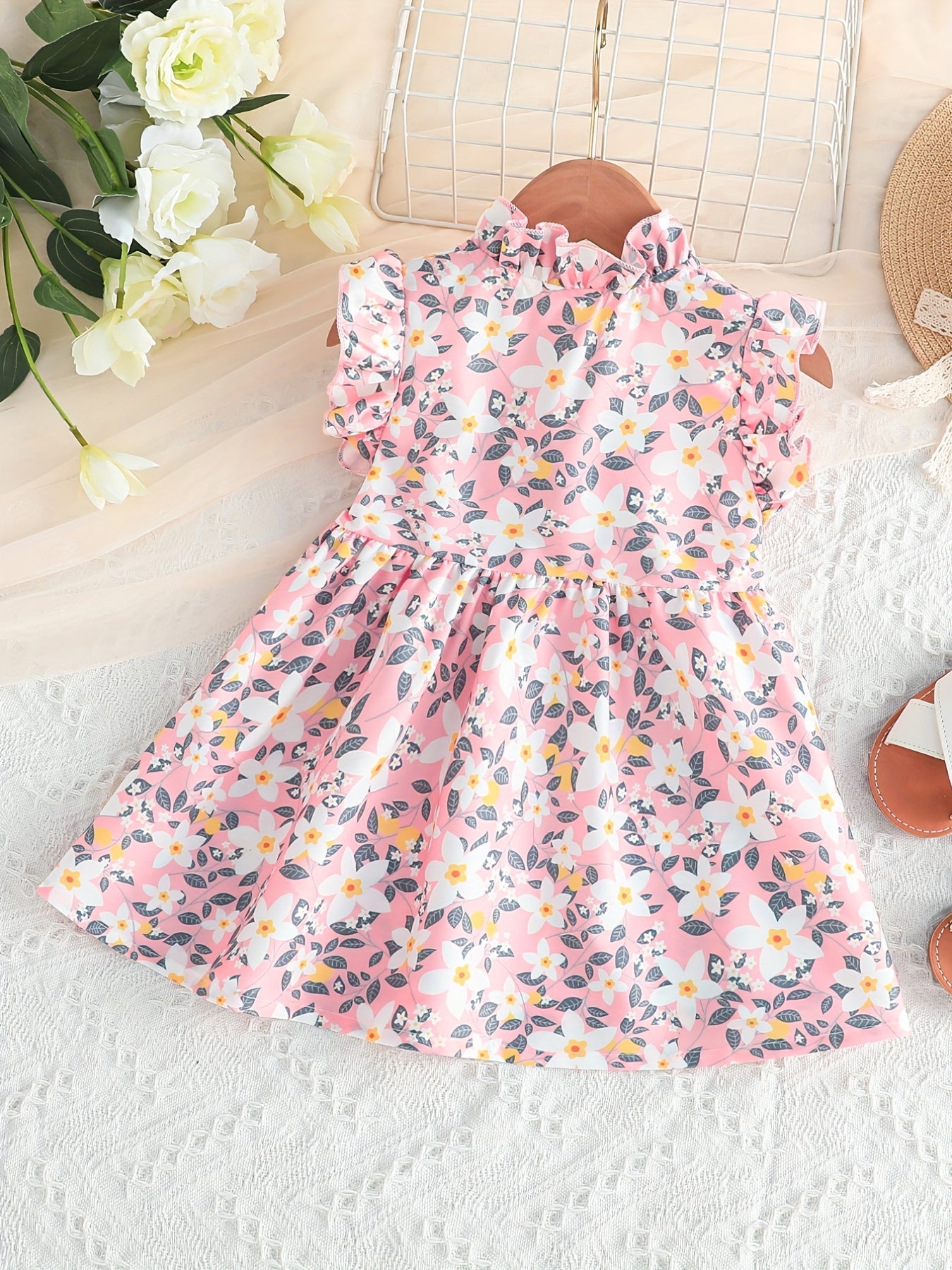 Baby Girls Floral Print Sleeveless Dress for Summer