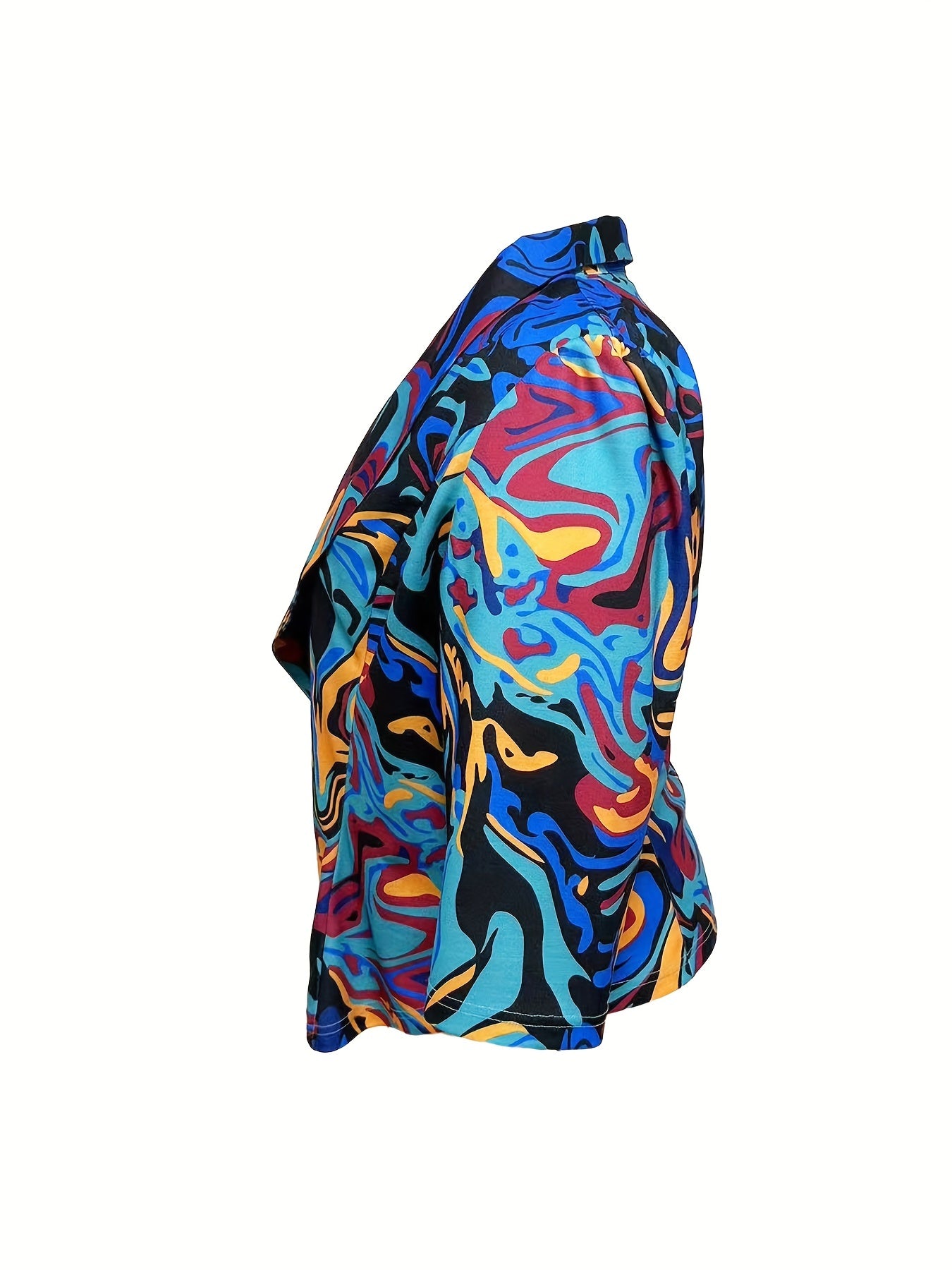 Abstract Stripe Print 3/4 Sleeve Blazer Women's Plus