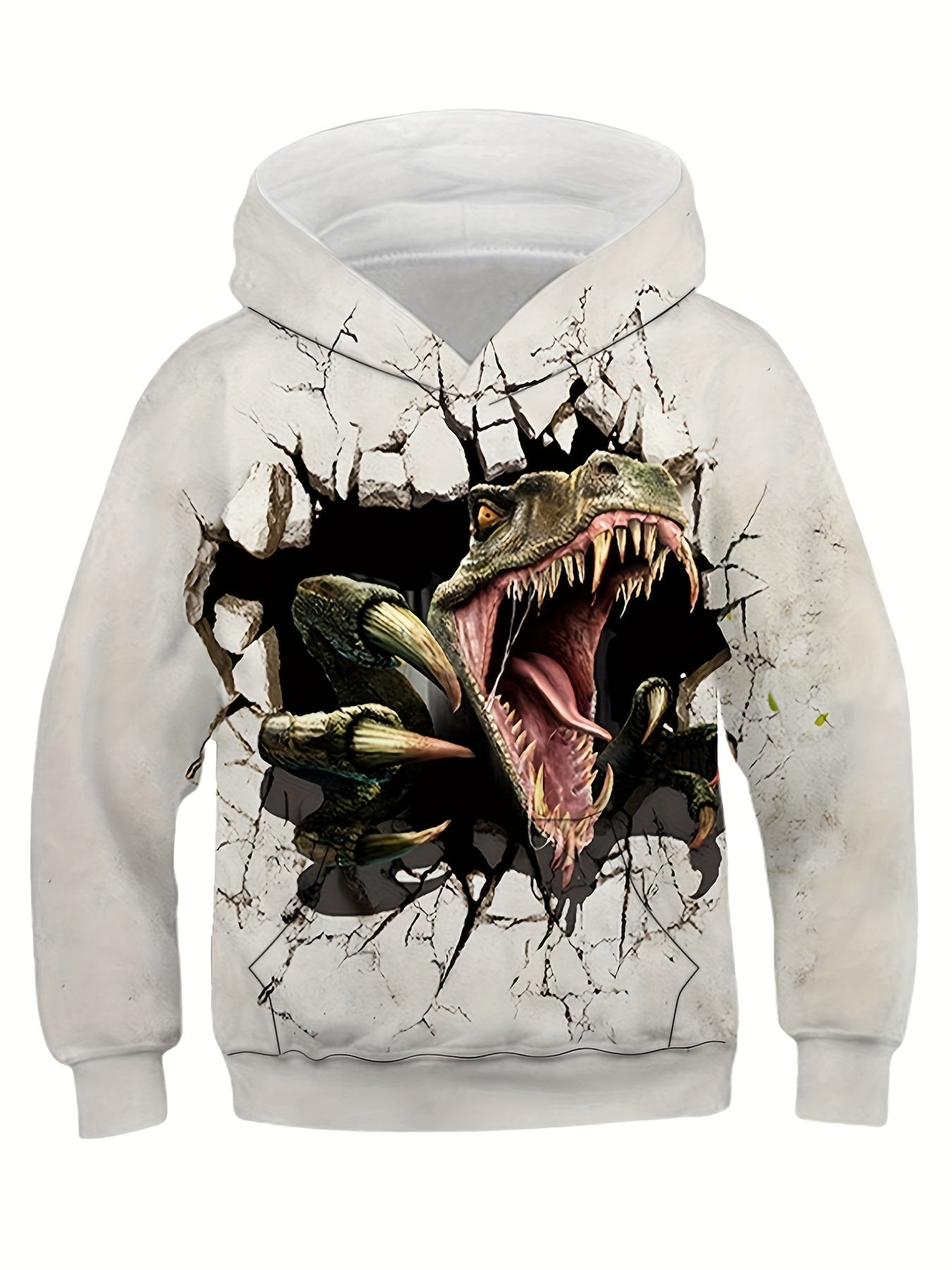 Boy's Dino Graphic Novel Hoodie Casual Breathable Sweatshirt