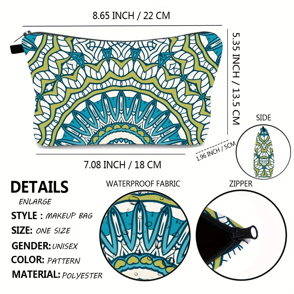Bohemia Printed Waterproof Cosmetic Bag for Women