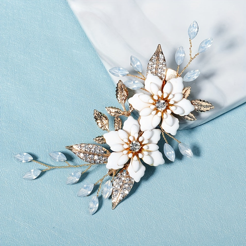 Rhinestone Crystal Pearl Bridal Hair Clip Flower Duck Billed Clip