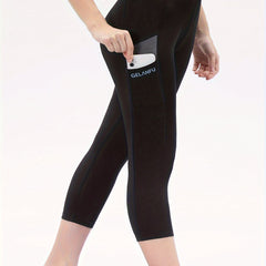High Elastic Seamless Shaping Calf Length Leggings with Pockets