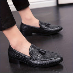 Men's Scale Print Tassel Slip On Dress Shoes