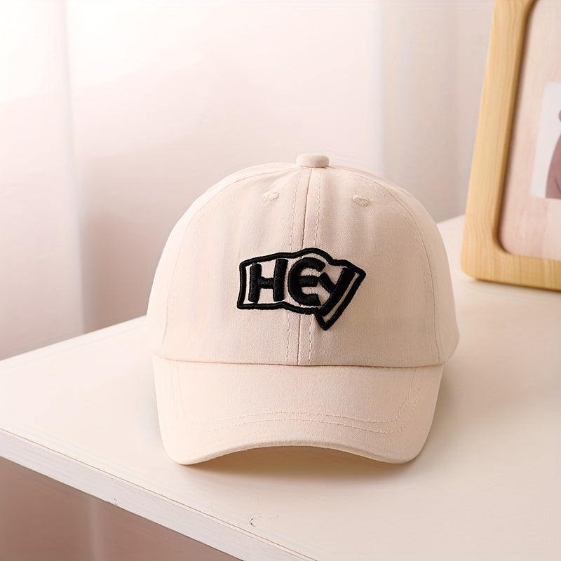 Girls HEY Embroidered Baseball Cap Breathable Sunscreen Hat For Kids