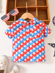 Star Print Block Polo Shirt for Baby Boys