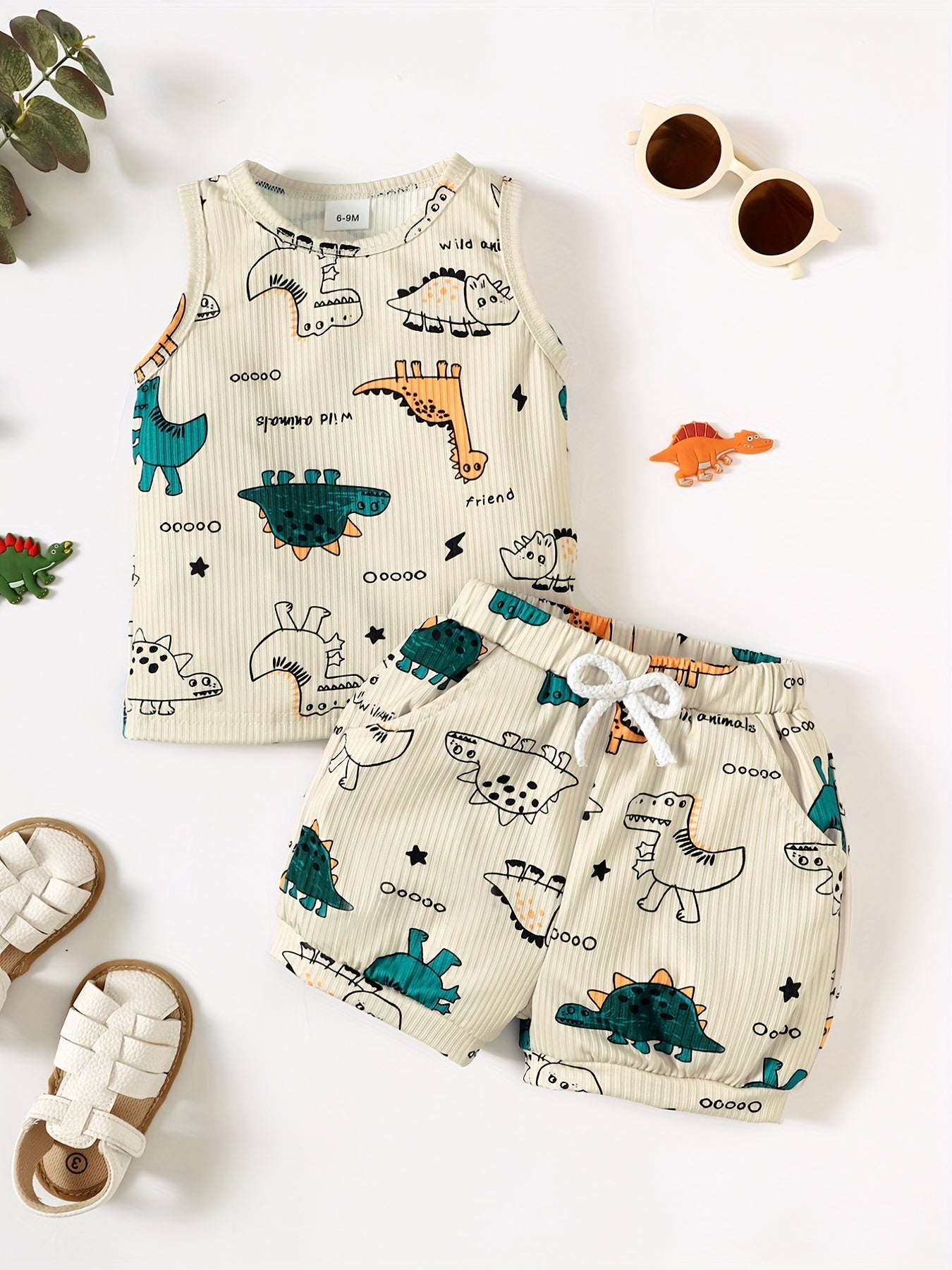 Baby Boys Dinosaur Pattern Vest Tops & Shorts