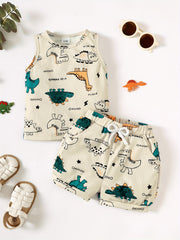 Baby Boys Dinosaur Pattern Vest Tops & Shorts
