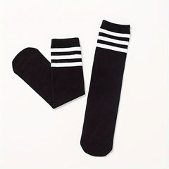 7 Pairs Girls Striped Knee High Socks Breathable Long Stockings