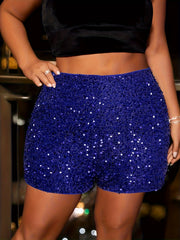 Party Sequin Decor High Rise Stretch Shorts
