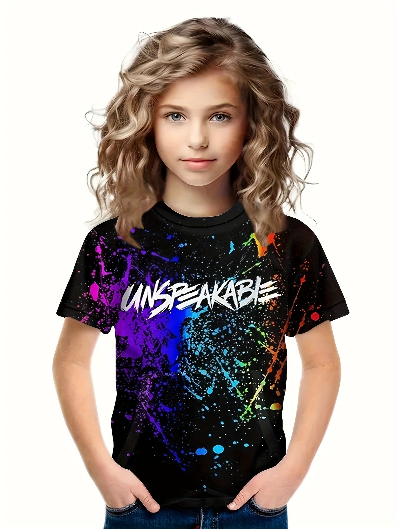 Tie Dye Graffiti Print Short Sleeve T-shirt