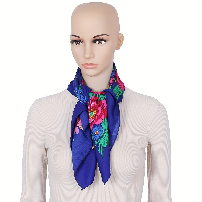 Boho Flower Print Bandana Square Scarf Vintage Hijab Turban Neckerchief