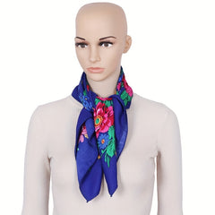 Boho Flower Print Bandana Square Scarf Vintage Hijab Turban Neckerchief