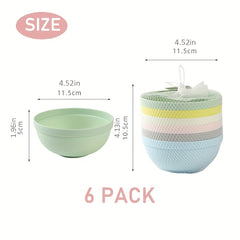 6pcs Plastic Meal Bowl Set for Home and Outdoor Camping Picnic