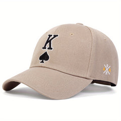 Poker K Embroidery Baseball Cap Adjustable Sports Hats Casual Sunscreen Dad Hat