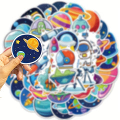 50pcs Gradient Planet Stickers for Kids Waterproof Sticker Pack