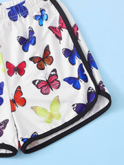 Toddler Girls Butterfly Print Shorts Elastic Waist Bottoms Baby Kids Clothes